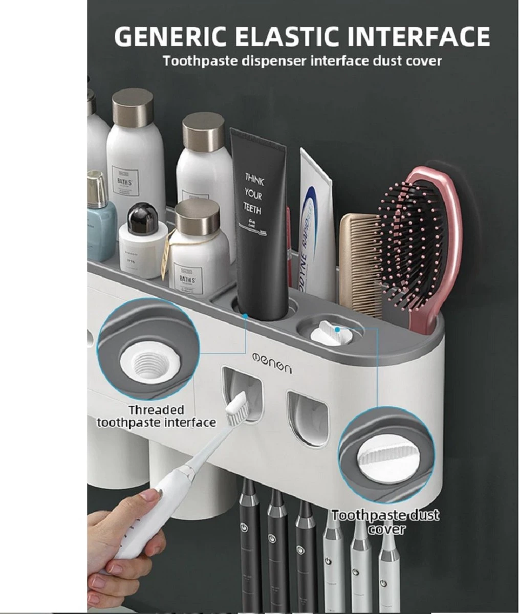 LuxeBass Tandenborstel Organizer | Tandenborstelhouder | Automatisch Tandpasta Dispenser | Met Lade En Opbergvak Voor Badkamer - LB544 - Afbeelding 4