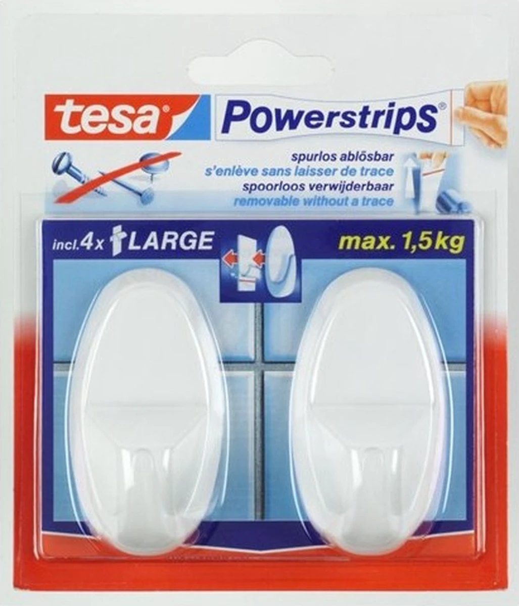 Tesa Powerstrips Haken Large - Wit - 2 Stuks - Afbeelding 5