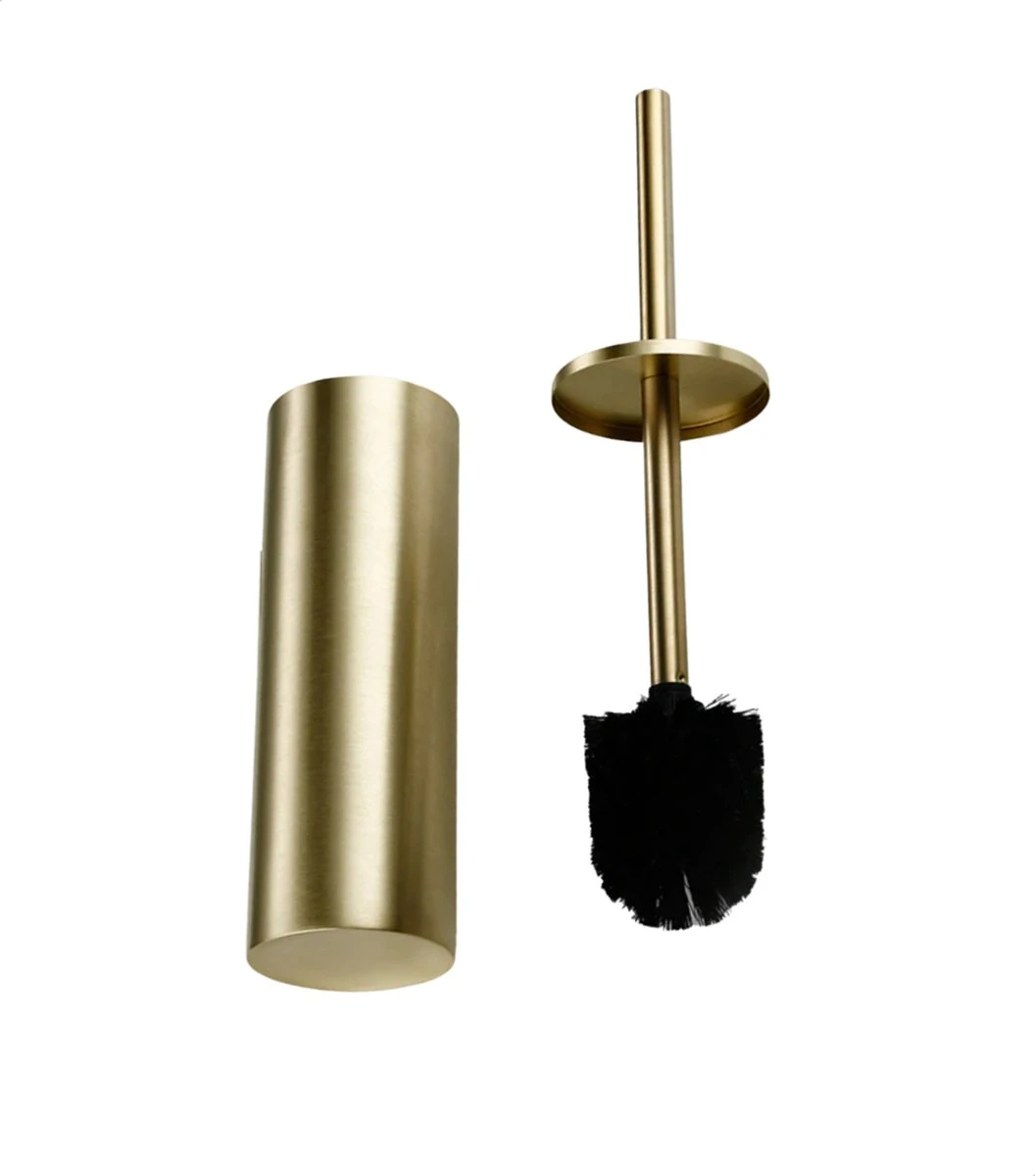 Toiletborstel Met Houder - Vrijstaand - Toiletborstelhouder - Goud - Wc Borstel Met Houder - RVS - Zonder Boren - Afbeelding 3