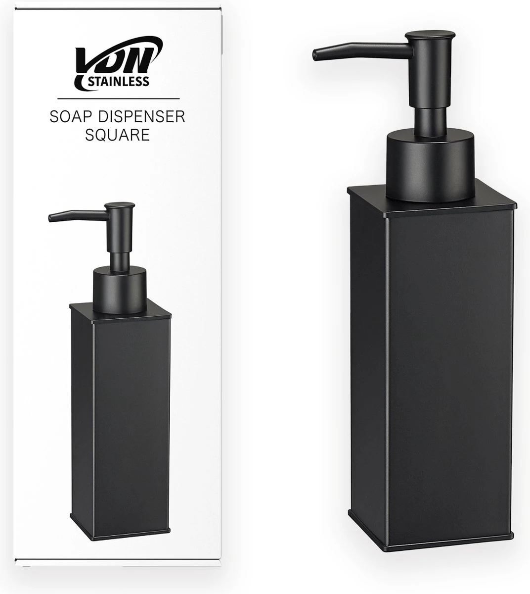 VDN Stainless Zeeppompje - Zeepdispenser - Zeeppompje Vrijstaand - Zwart - Vierkant - RVS - Afbeelding 7