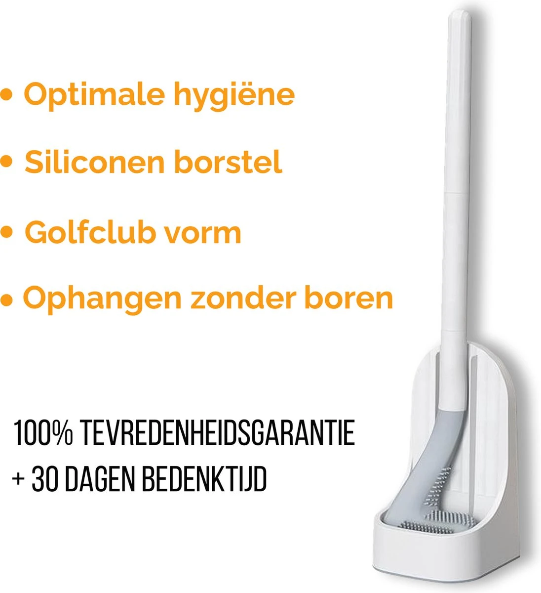 Bradey Toiletborstel Siliconen - WC Borstel Met Houder - Optimale Hygiëne - Golfclub-vorm - Komt In Alle Hoeken - Afbeelding 13