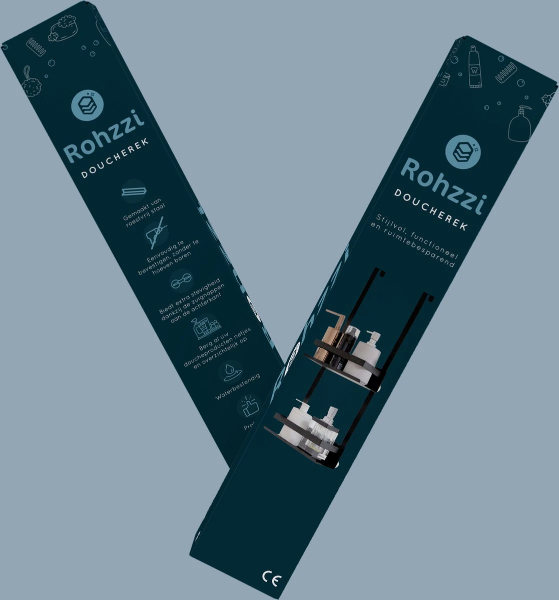 Rohzzi Doucherek Zonder Boren - 30 Dagen Uitproberen - Doucherek Hangend - Badkamer Accessoires - RVS - 2 Laags - Afbeelding 6