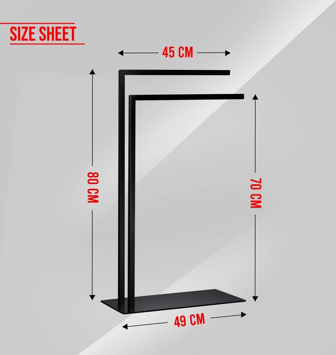 LOMAZOO Handdoekrek Badkamer Zwart - Handdoekenrek Badkamer - Handdoekhouder Staand Roma - Afbeelding 2