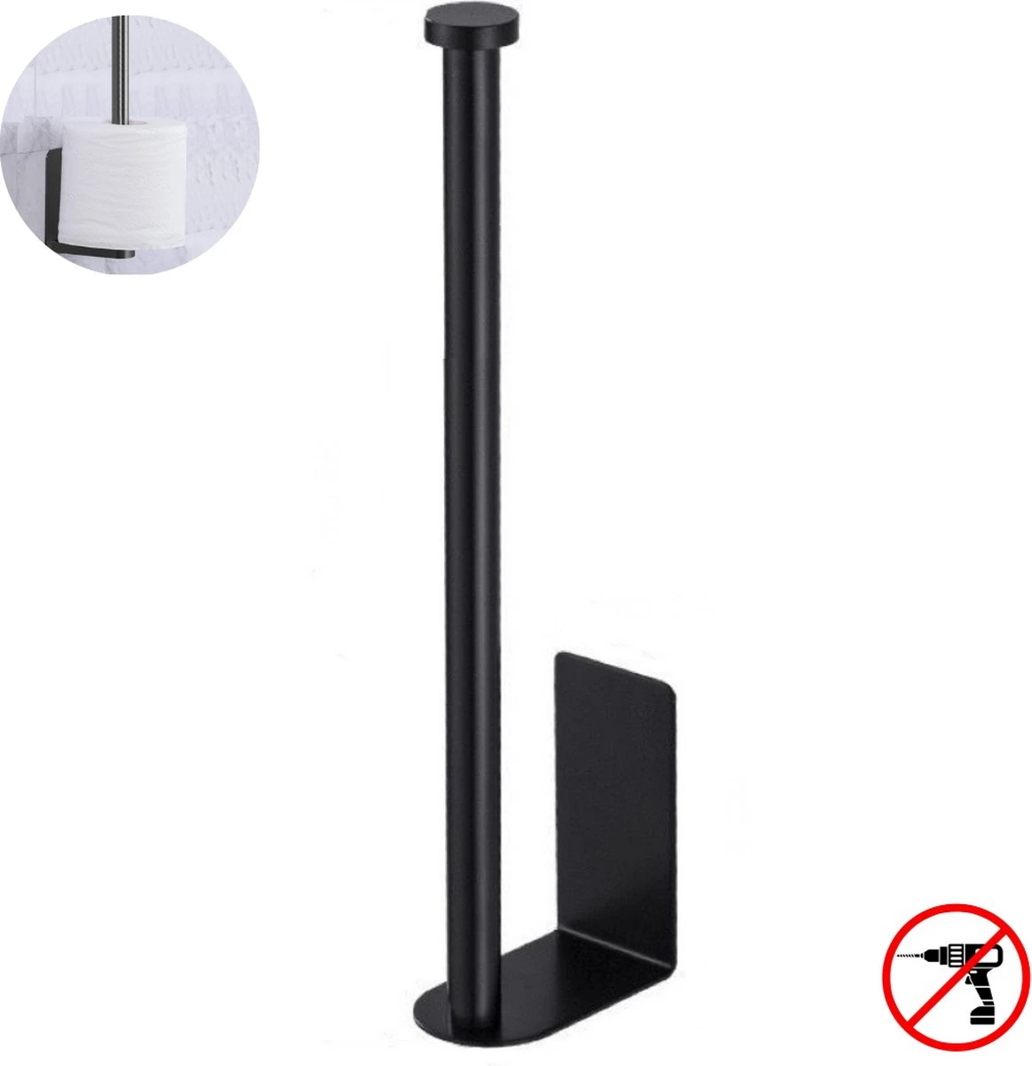 Wc Rolhouder Zonder Boren Toiletrolhouder Reserverolhouder 3 Rollen - Zwart - Badkamer Accessoires - RVS - Hangend