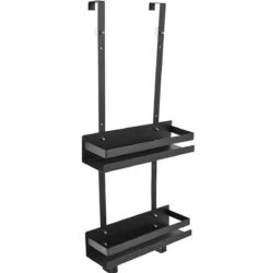 Doucherek Hangend - Ophangbaar Doucherek Matzwart - Twee Lagen - Badkamerrek - Doucherek Zonder Boren - 2 Laags - Badkamer Accessoires