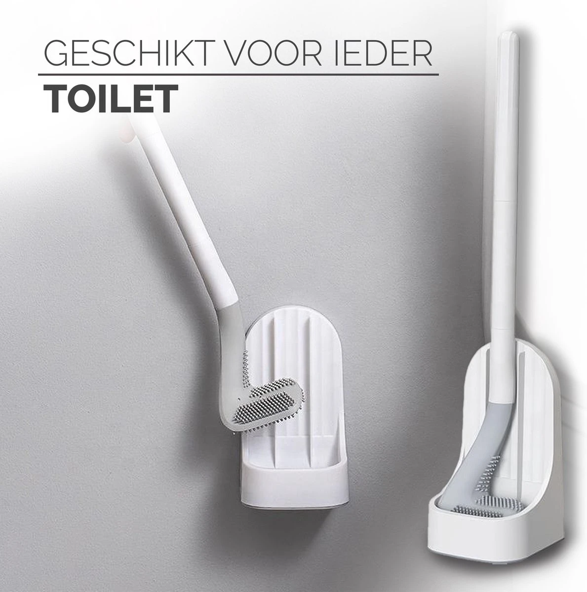 Bradey Toiletborstel Siliconen - WC Borstel Met Houder - Optimale Hygiëne - Golfclub-vorm - Komt In Alle Hoeken - Afbeelding 14