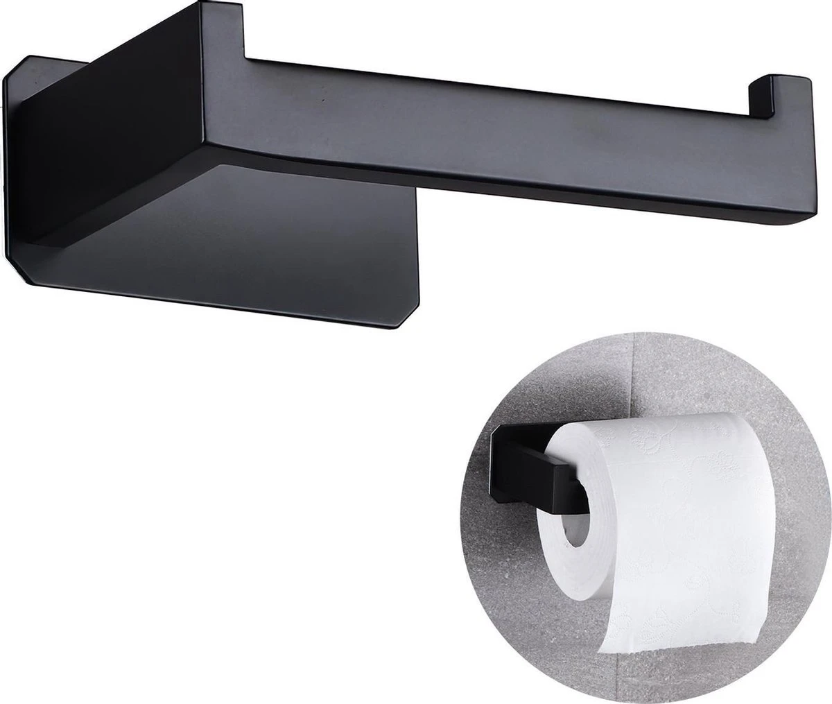 Sanics WC Rolhouder Zonder Boren - Toiletrolhouder Zelfklevend - Closetrolhouder Zwart/RVS - Afbeelding 11