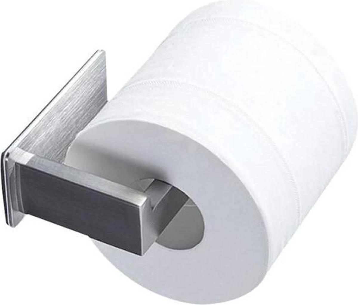 Merkloos Moderne En Stijlvolle Toiletrolhouder Zonder Boren - Zelfklevend - RVS - Met 3M Plakstrip - WC Rolhouder Roestvrij Staal - Vrijstaand - Afbeelding 2