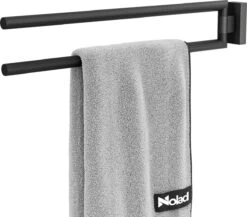 Nolad® Handdoekrek 2 Armig - Handdoekhouder - Handdoekenrek - RVS - Zwart