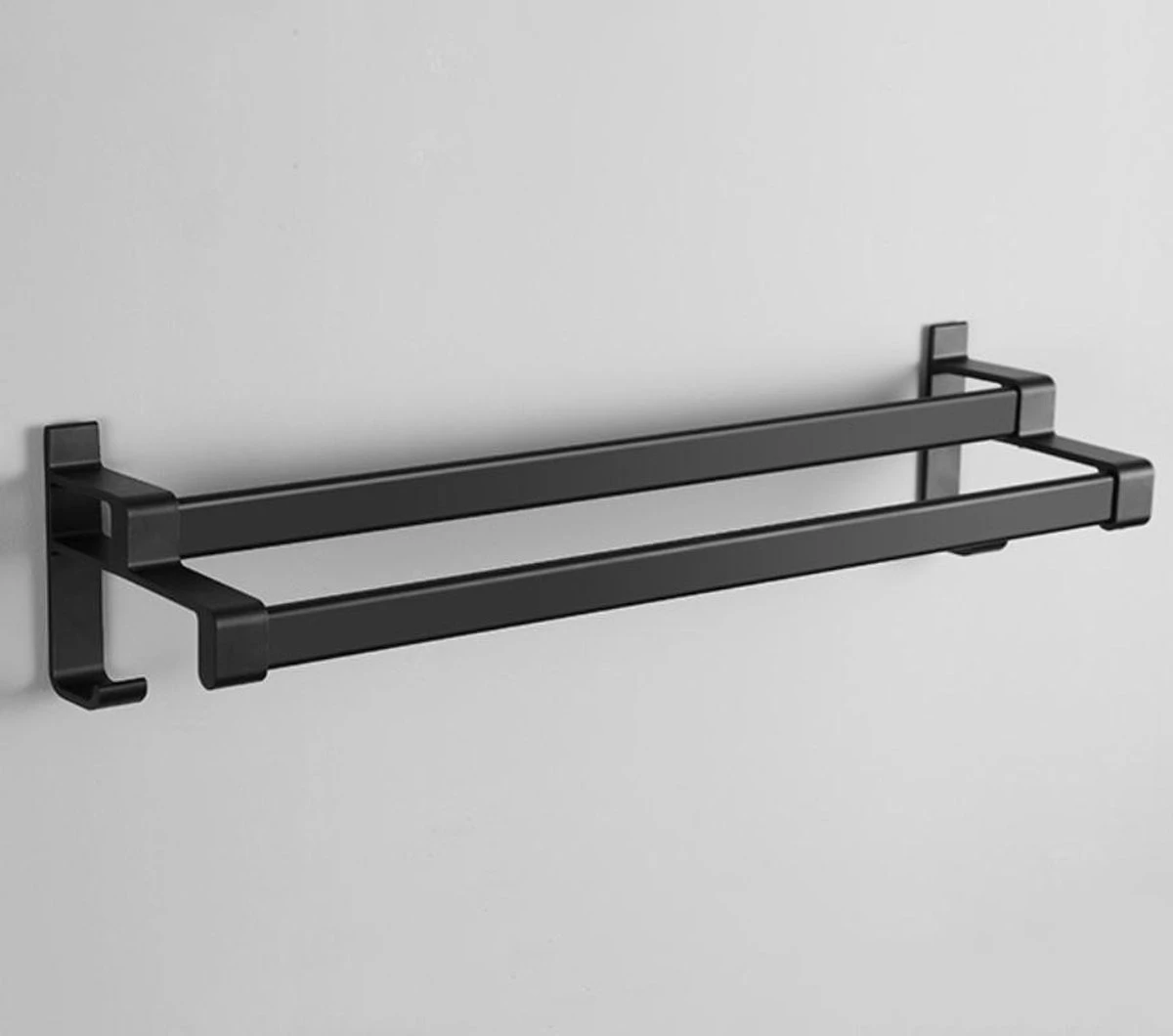 Merkloos Cgoods Handdoekrek Dubbele Stang Zonder Boren - Handdoekrek Badkamer - Handdoekhouder - Handdoekstang - 60CM - Afbeelding 2