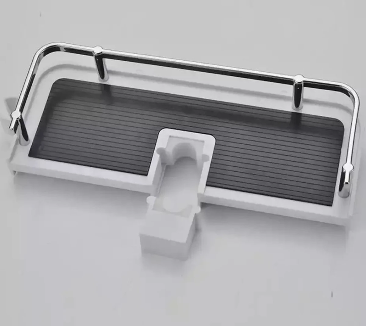 Merkloos Doucherek Zonder Boren –Douchemand- Badkamerrek-Doucheplank- Badkamer Organiser- Doucherek Hangend-Doucherek Zwart – Doucherek Hangend – Badkamer Organizer – Douche Organizer - Doucherekje - Doucherekje Zonder Boren-Zilver-Zwart-Wit - Afbeelding 6