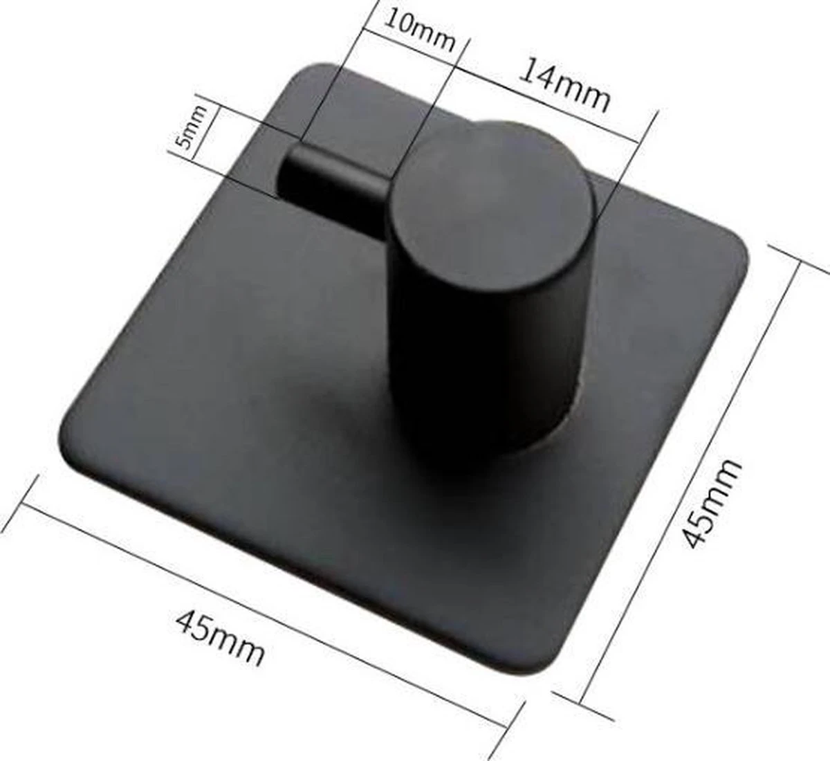 Handdoekhaakjes - Badkamer Zelfklevend – 4 Stuks – RVS - Zwart - Afbeelding 2