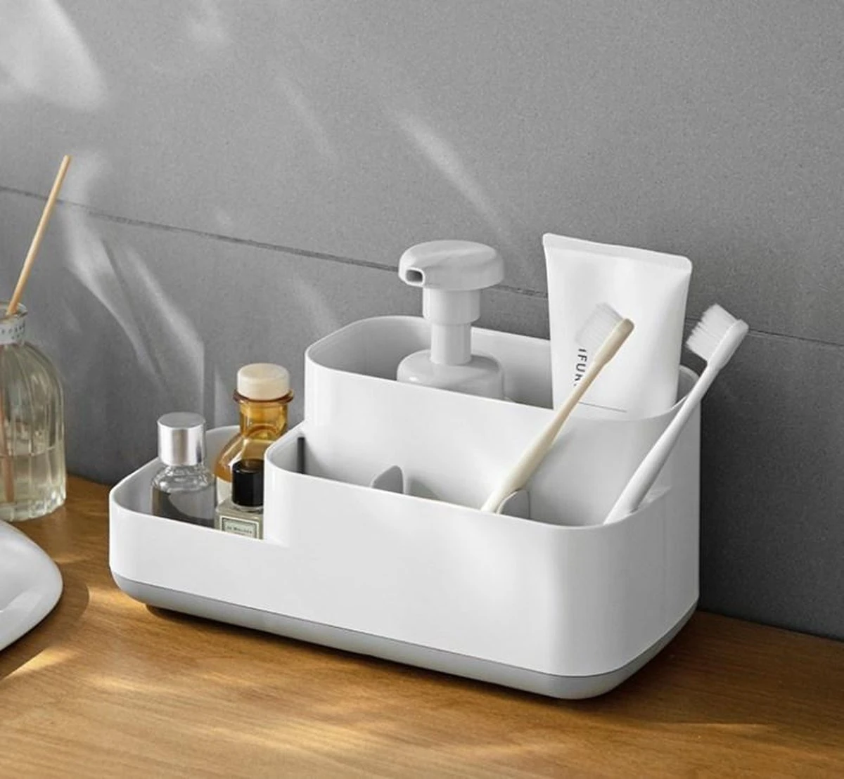 Tandenborstelhouder Badkamer – Elektrische Tandenborstel Houder - Tandenborstel - Make Up Organizer - Desk Organizer - Bureau Organizer - Opbergbox - Wit - Afbeelding 9