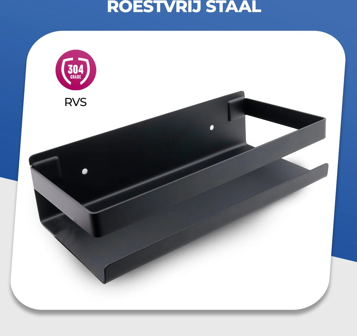 Roegaarden Doucherek Zonder Boren - Doucherekjes - Hangend - Zwart RVS - 23 CM - Afbeelding 3