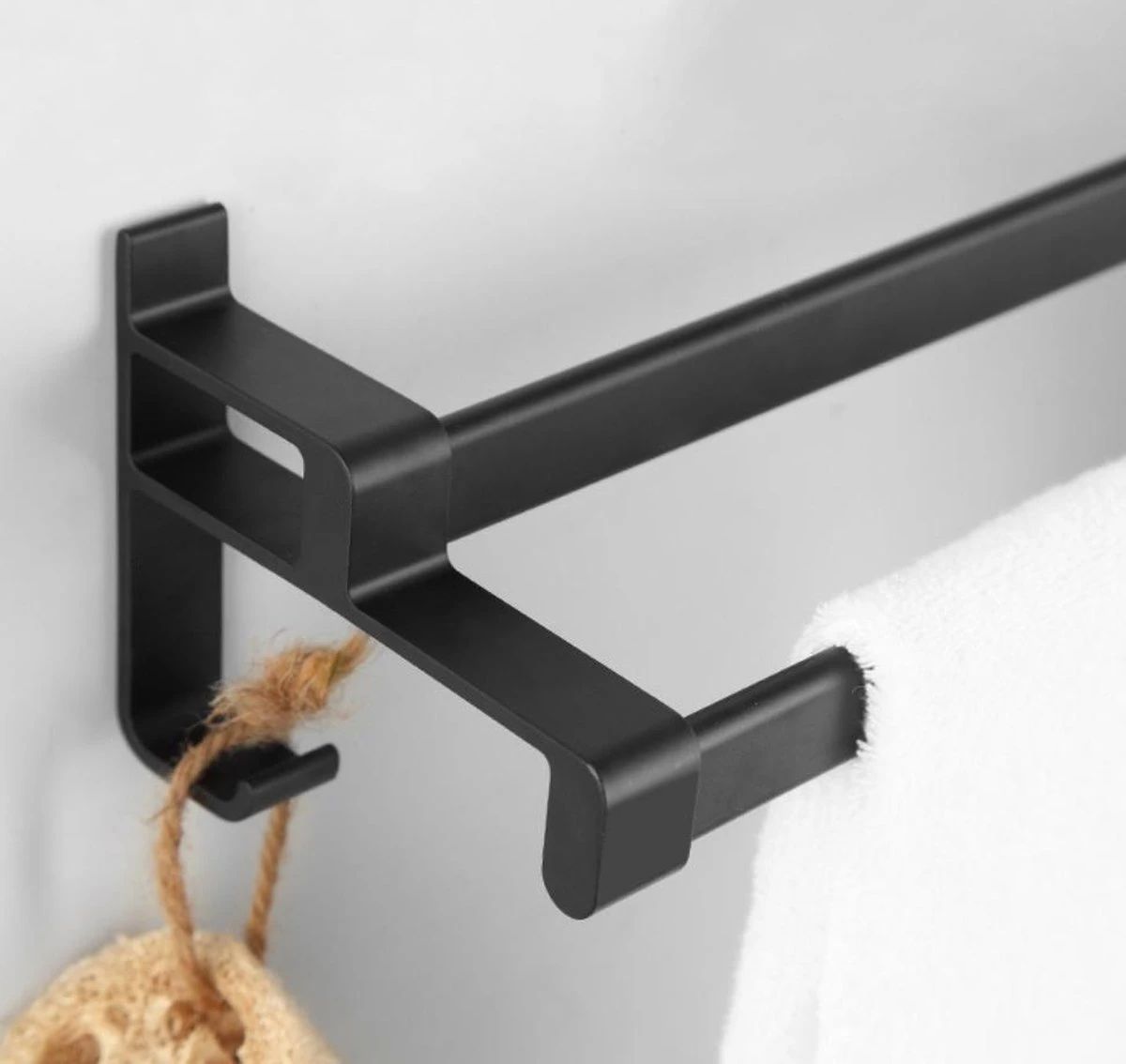 Merkloos Cgoods Handdoekrek Dubbele Stang Zonder Boren - Handdoekrek Badkamer - Handdoekhouder - Handdoekstang - 60CM - Afbeelding 5