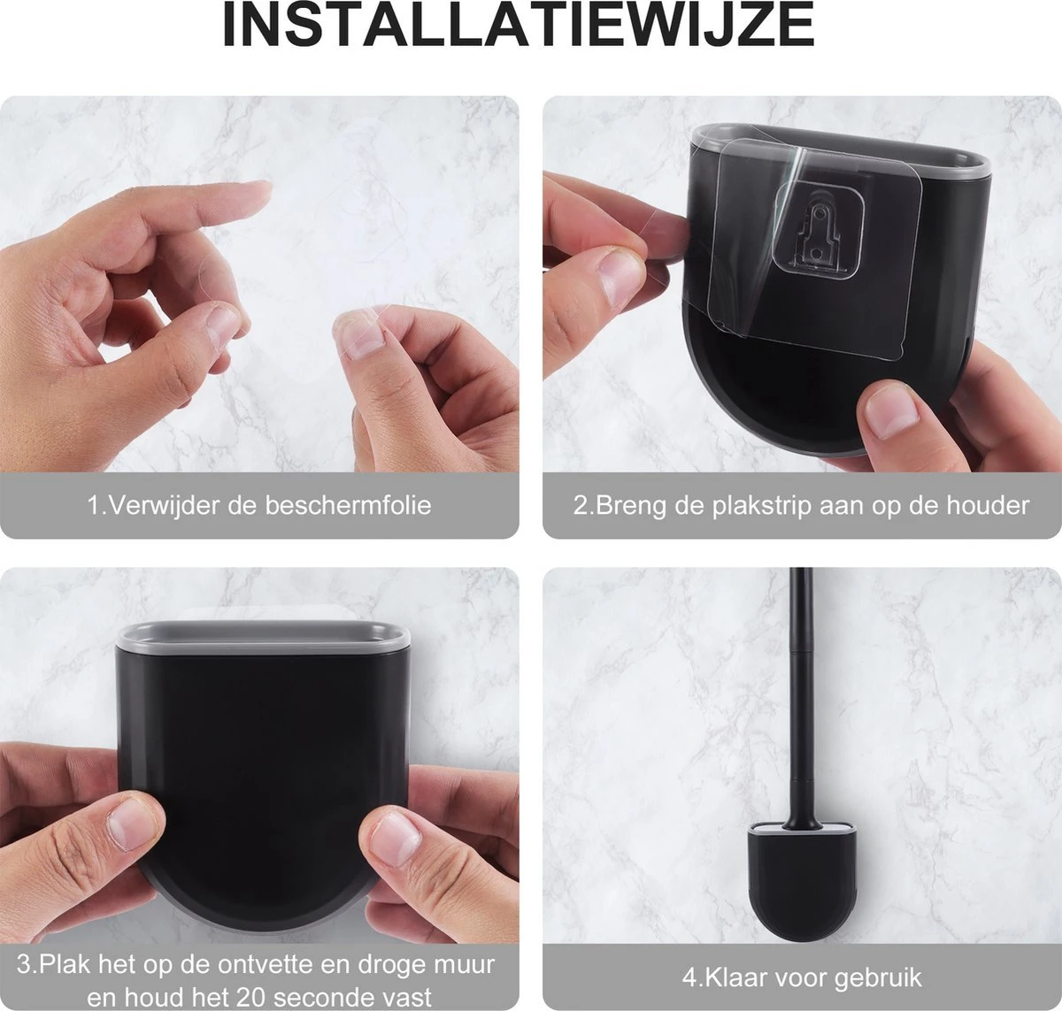 WC Borstel – Siliconen – Zwart – WC Borstel Met Houder – Vrijstaand – Hangend – WC Borstel En Houder – WC Borstel Zwart - Afbeelding 6