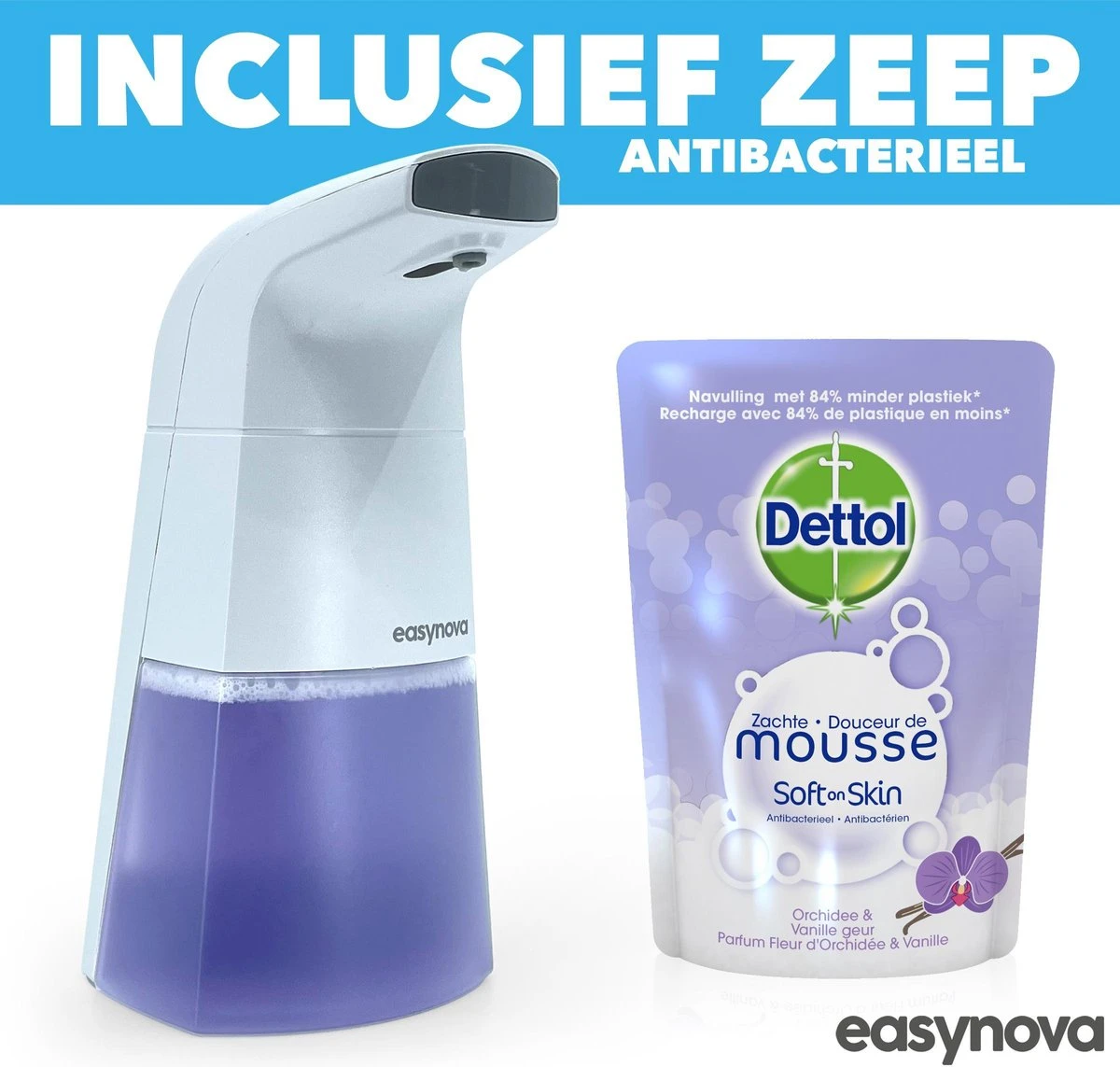 Automatische Foam Dispenser - Schuim - Zeep - Zeepdispenser - Hygiëne - Infrarood Sensor - Schuimzeep Dispenser - Zeeppompje - Elektrische Zeep Dispenser - Dettol Mousse