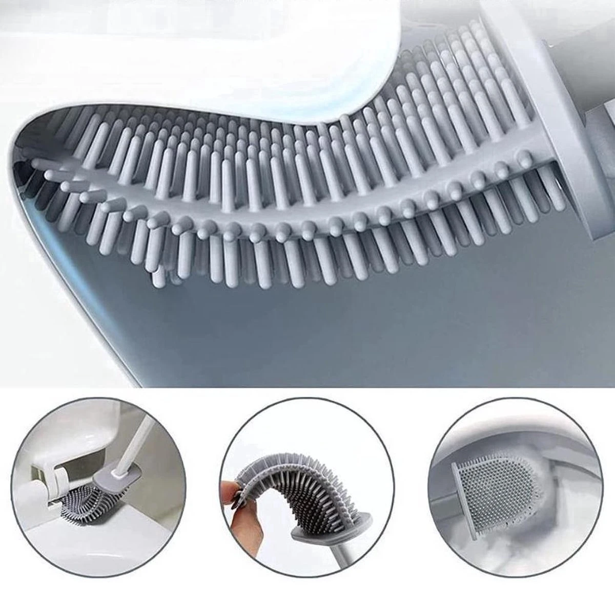 WC Borstel – Siliconen – Zwart – WC Borstel Met Houder – Vrijstaand – Hangend – WC Borstel En Houder – WC Borstel Zwart - Afbeelding 8