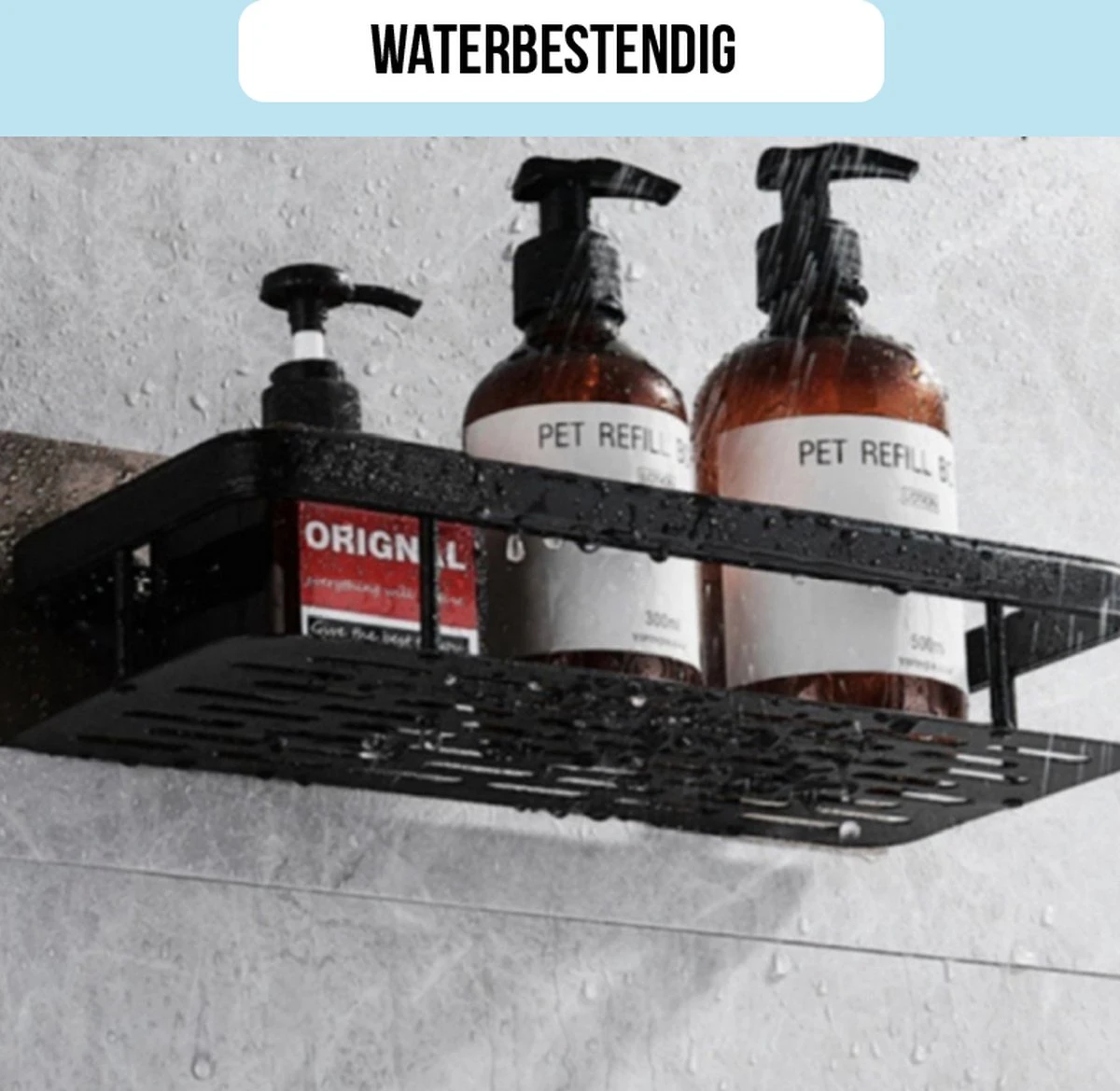 Merkloos Jawes- Wandrek- Zwart- 1stuk- Doucherek- Zonder Te Boren- Wandrek Zonder Boren- Wandrekje - Afbeelding 8