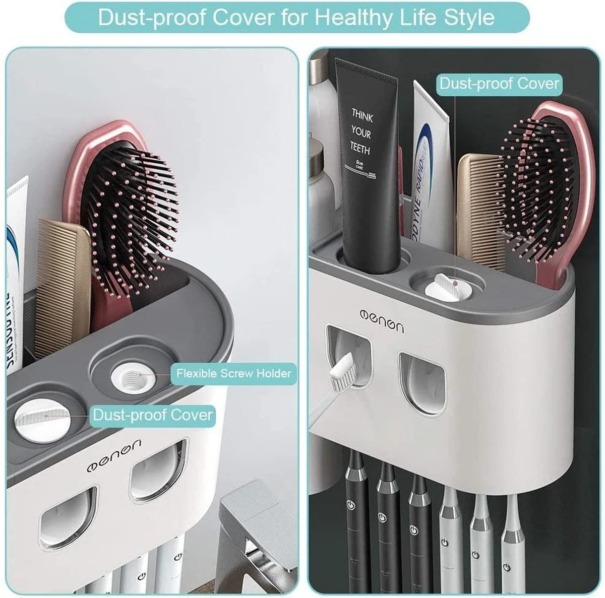 Tandenborstelhouder Badkamer - LB545 – Elektrische Tandenborstel Houder - Opbergbox - Tandenborstel - Automatische Tandpasta Knijper Dispenser - Badkamer Accessoires - Afbeelding 4