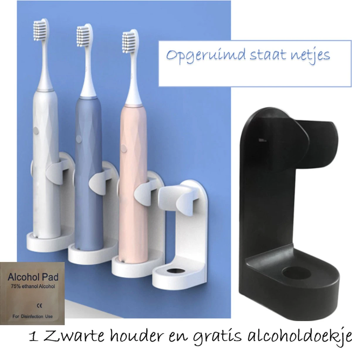 Kwalitatieve Elektrische Tandenborstelhouders ZWART 1 Stuk - Zonder Boren - Geschikt Voor Oral B Toothbrush - Zelfklevend Hangende Houder Voor Elektrische Tandenborstels - Tandenborstelhouder- Standaard - Accessoire
