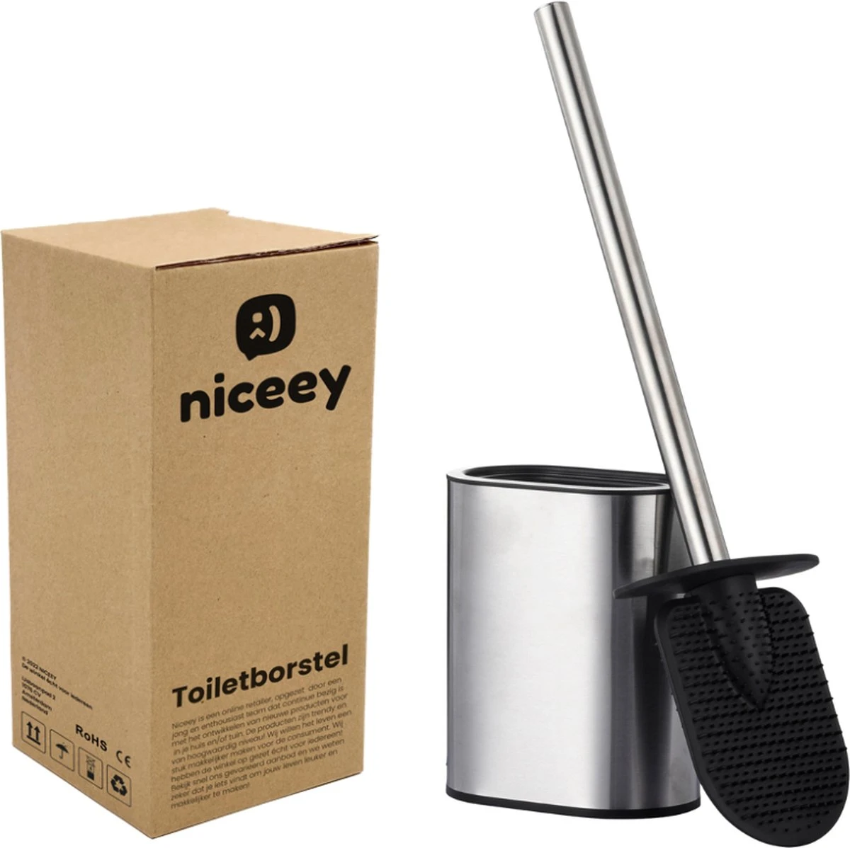 Niceey Sicilone WC Borstel Met Houder - Toiletborstel - Toiletborstel Houder - RVS - Afbeelding 6