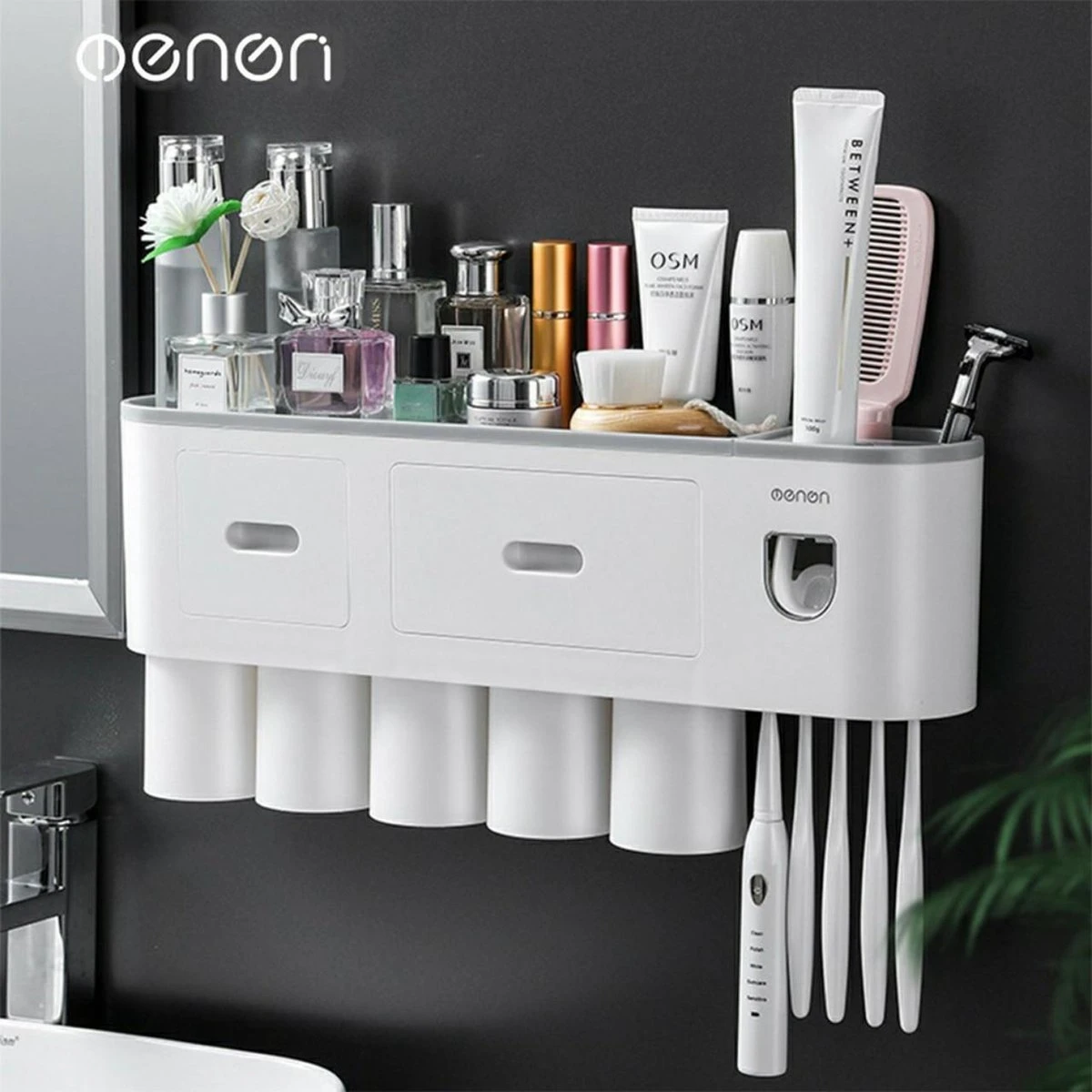 Tandenborstelhouder Badkamer - LB545 – Elektrische Tandenborstel Houder - Opbergbox - Tandenborstel - Automatische Tandpasta Knijper Dispenser - Badkamer Accessoires - Afbeelding 2