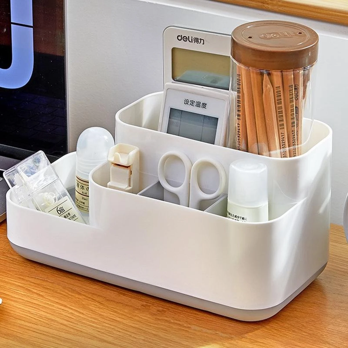 Tandenborstelhouder Badkamer – Elektrische Tandenborstel Houder - Tandenborstel - Make Up Organizer - Desk Organizer - Bureau Organizer - Opbergbox - Wit - Afbeelding 2