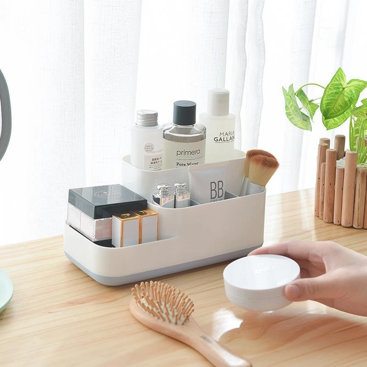 Tandenborstelhouder Badkamer – Elektrische Tandenborstel Houder - Tandenborstel - Make Up Organizer - Desk Organizer - Bureau Organizer - Opbergbox - Wit - Afbeelding 5