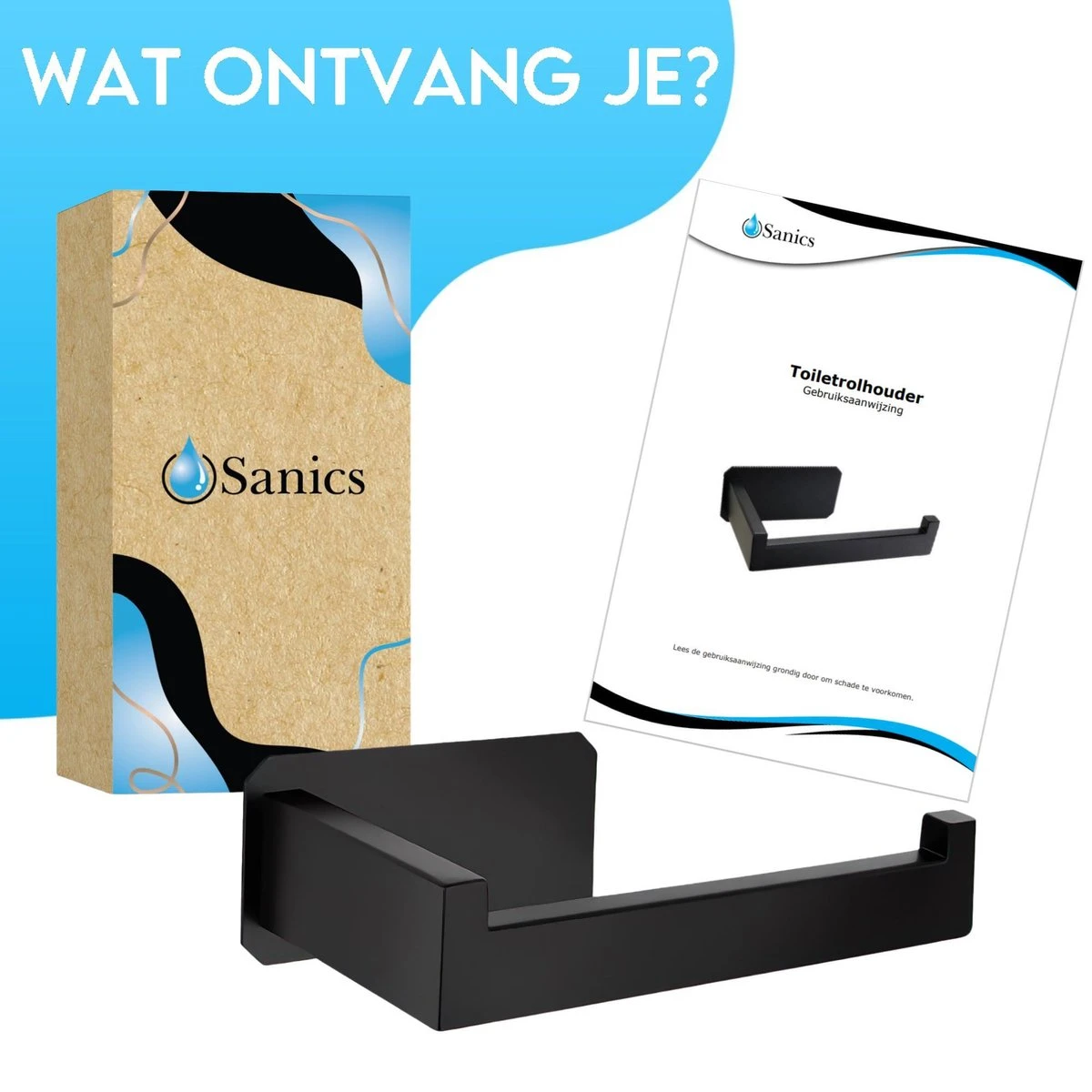 Sanics WC Rolhouder Zonder Boren - Toiletrolhouder Zelfklevend - Closetrolhouder Zwart/RVS - Afbeelding 9