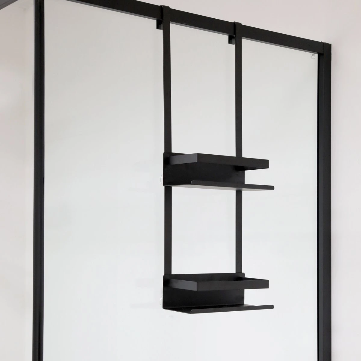 VDN Stainless Doucherek Zonder Boren - Doucherek Hangend - Doucherek Zwart - RVS - Doucherek Aan Douchewand - 2 Laags - Afbeelding 2