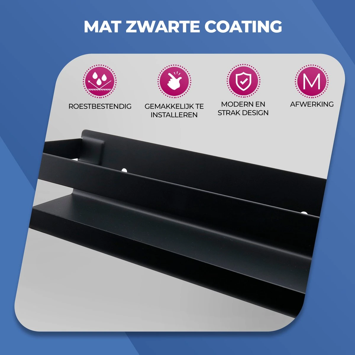 Roegaarden Doucherek Zonder Boren - Doucherekjes - Hangend - Zwart RVS - 23 CM - Afbeelding 5