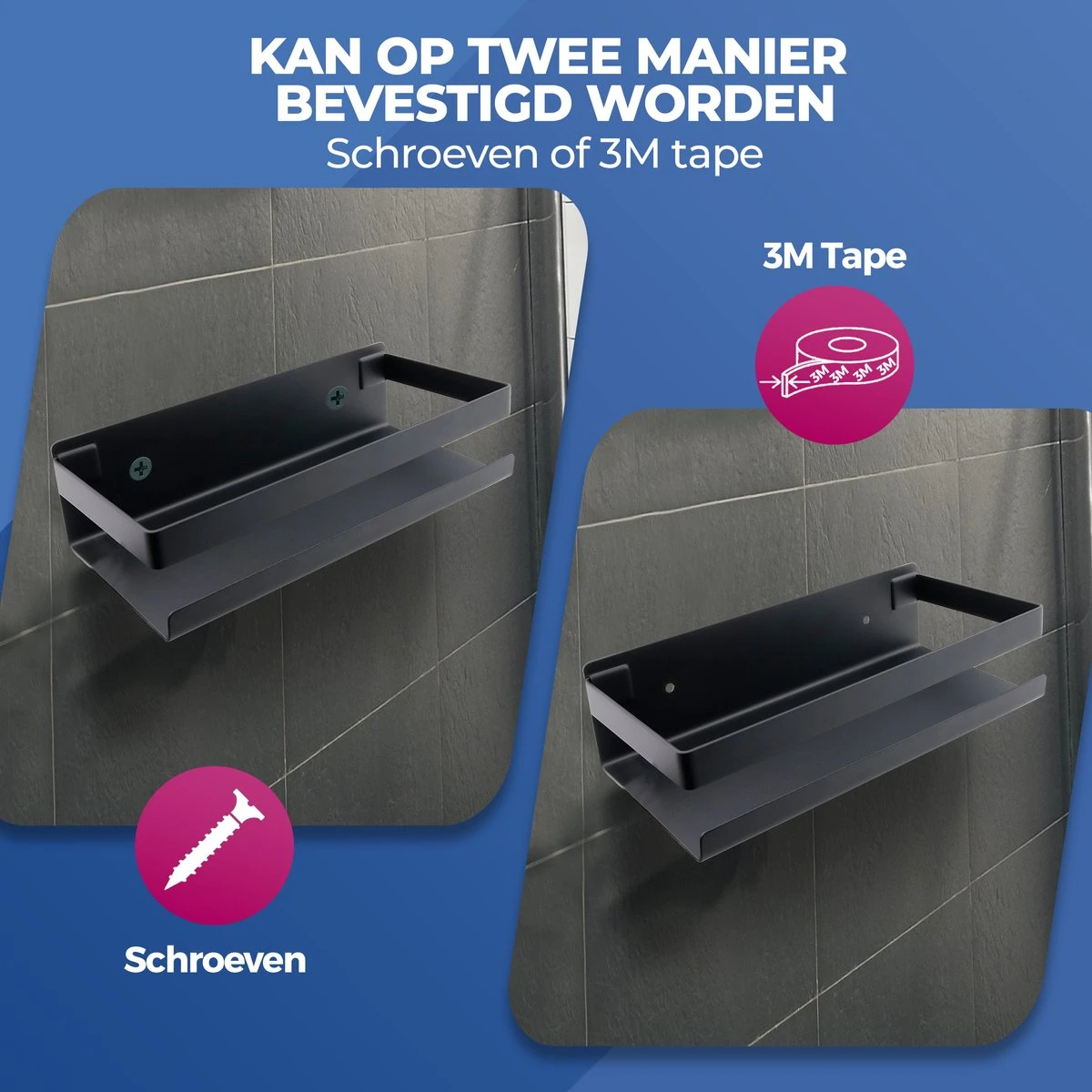 Roegaarden Doucherek Zonder Boren - Doucherekjes - Hangend - Zwart RVS - 23 CM - Afbeelding 7