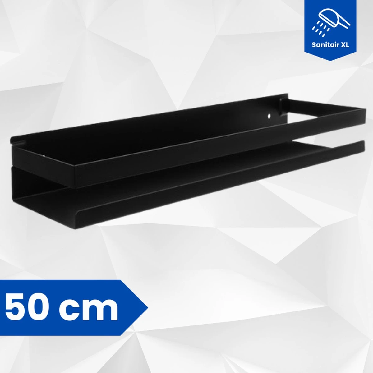 SanitairXL - Doucherek Zwart RVS - 50 Cm Breed - Badkamer Rekje - Douche Rekje - Wandrekje - Hangend Doucherek - Keuken Wandrek - Afbeelding 6