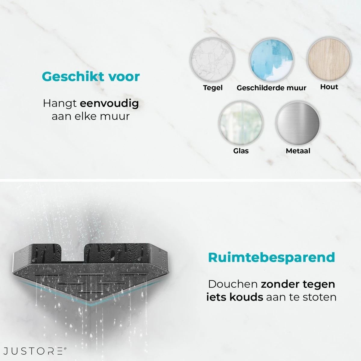 Luxe Doucherek Zonder Boren – 1/2/3 Laags – 32 Cm – Hangend – Aluminium – Zwart - Afbeelding 5