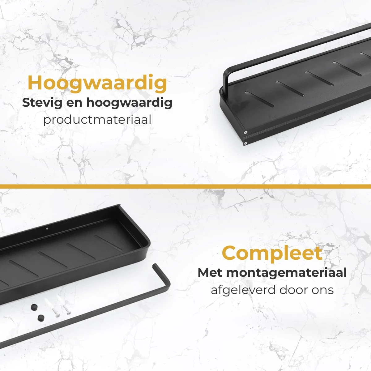 Merkloos Doucherek Zonder Boren 2x 30 Cm – Doucherek – Doucherek Hangend – Badkamerrek – Zonder Boren – IP68 Waterdicht – 4KG Draagkracht – Zwart RVS - Afbeelding 10