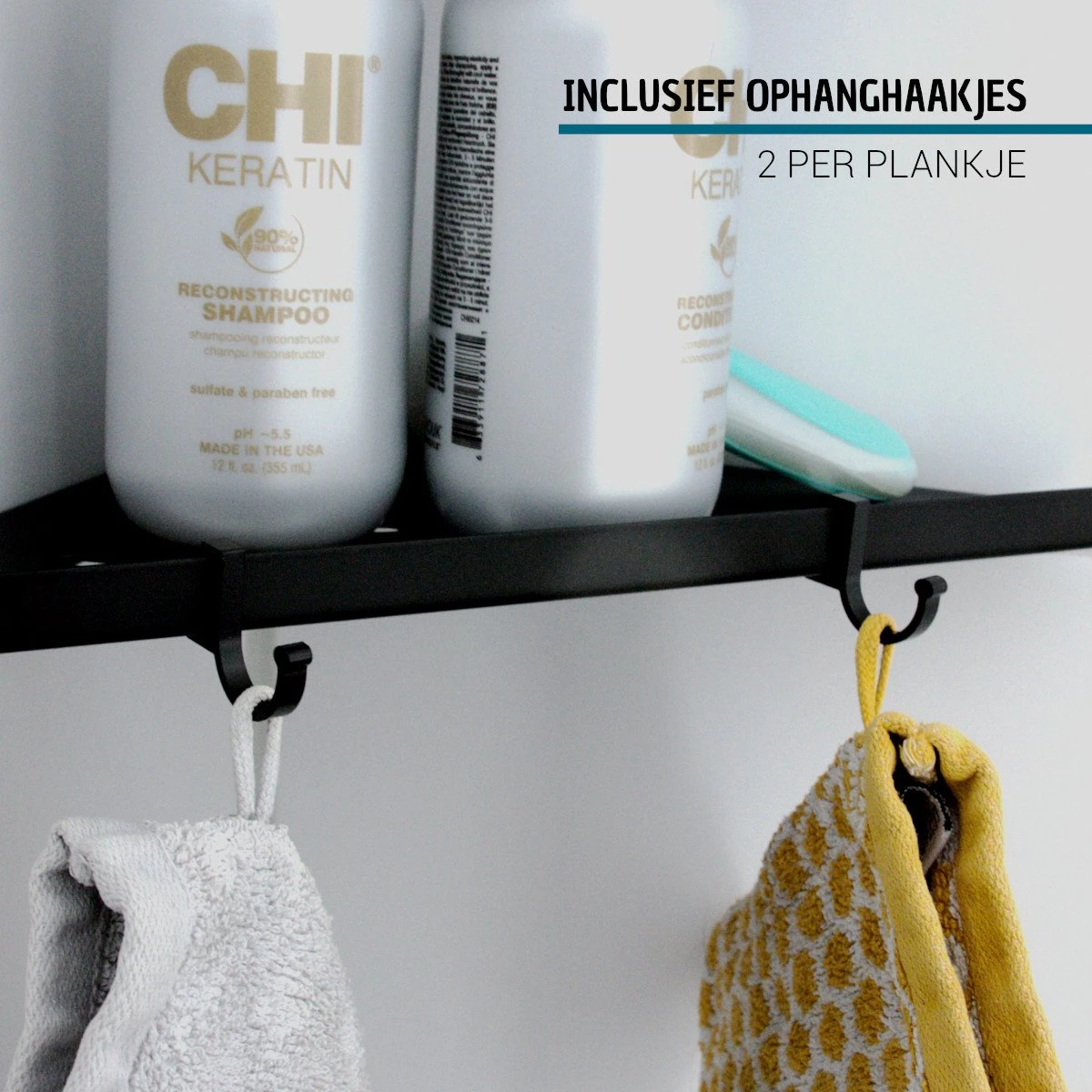 Vannons - Doucherek - Doucherek Hangend - Doucheplankje - Metaal - Set Van 2 - Zwart - Afbeelding 6