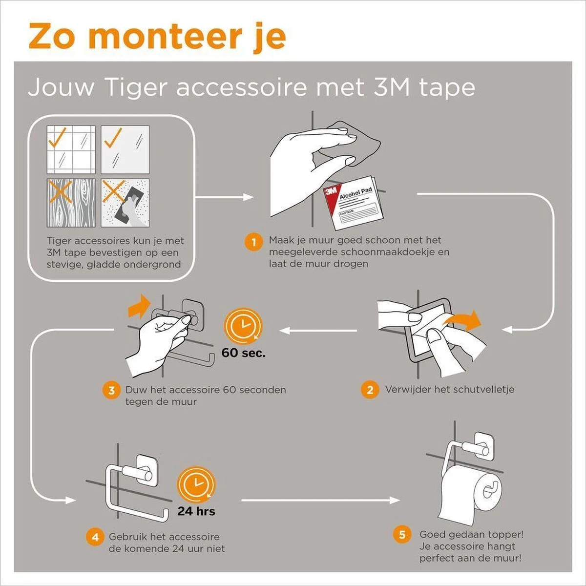 Tiger Tune - Toiletaccessoireset - Toiletborstel Met Houder - Toiletrolhouder Zonder Klep - Handdoekhaak – Messing Geborsteld / Zwart - Afbeelding 4