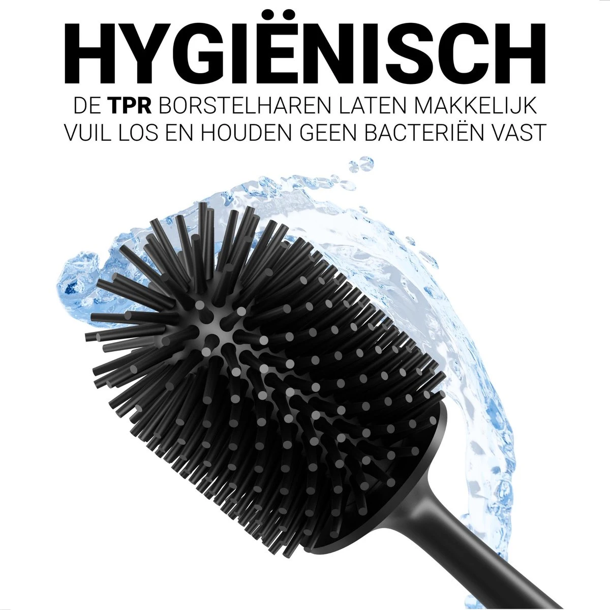 Toiletborstel Met Houder - WC Borstel - Vrijstaand - Siliconen - Zwart - Afbeelding 2