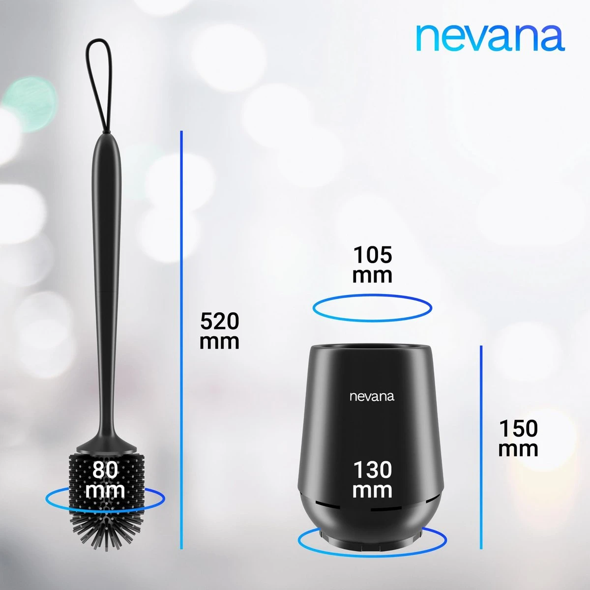 Toiletborstel Met Houder - WC Borstel - Vrijstaand - Siliconen - Zwart - Afbeelding 3