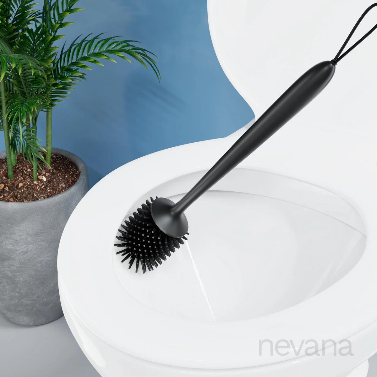 Toiletborstel Met Houder - WC Borstel - Vrijstaand - Siliconen - Zwart - Afbeelding 5