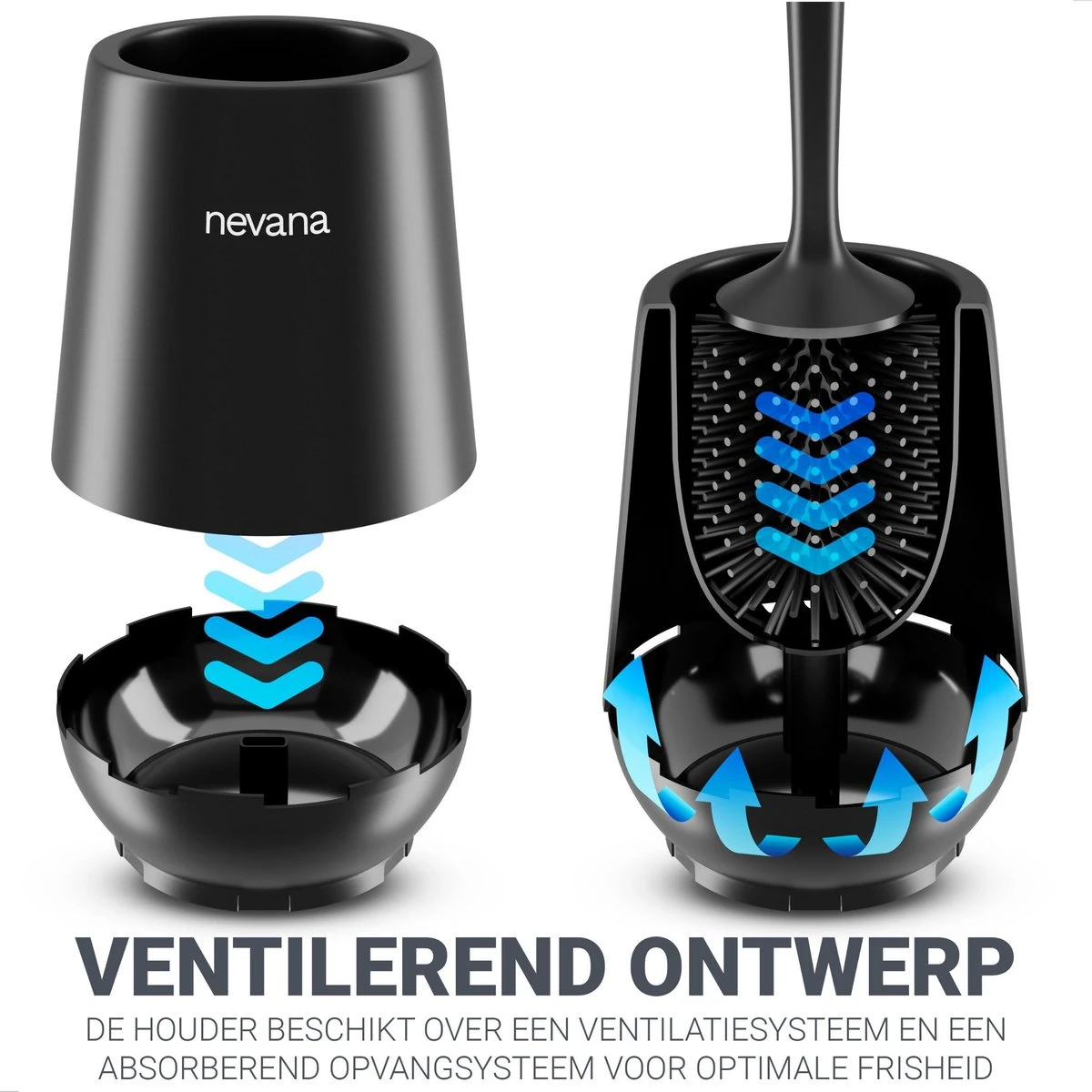 Toiletborstel Met Houder - WC Borstel - Vrijstaand - Siliconen - Zwart - Afbeelding 6