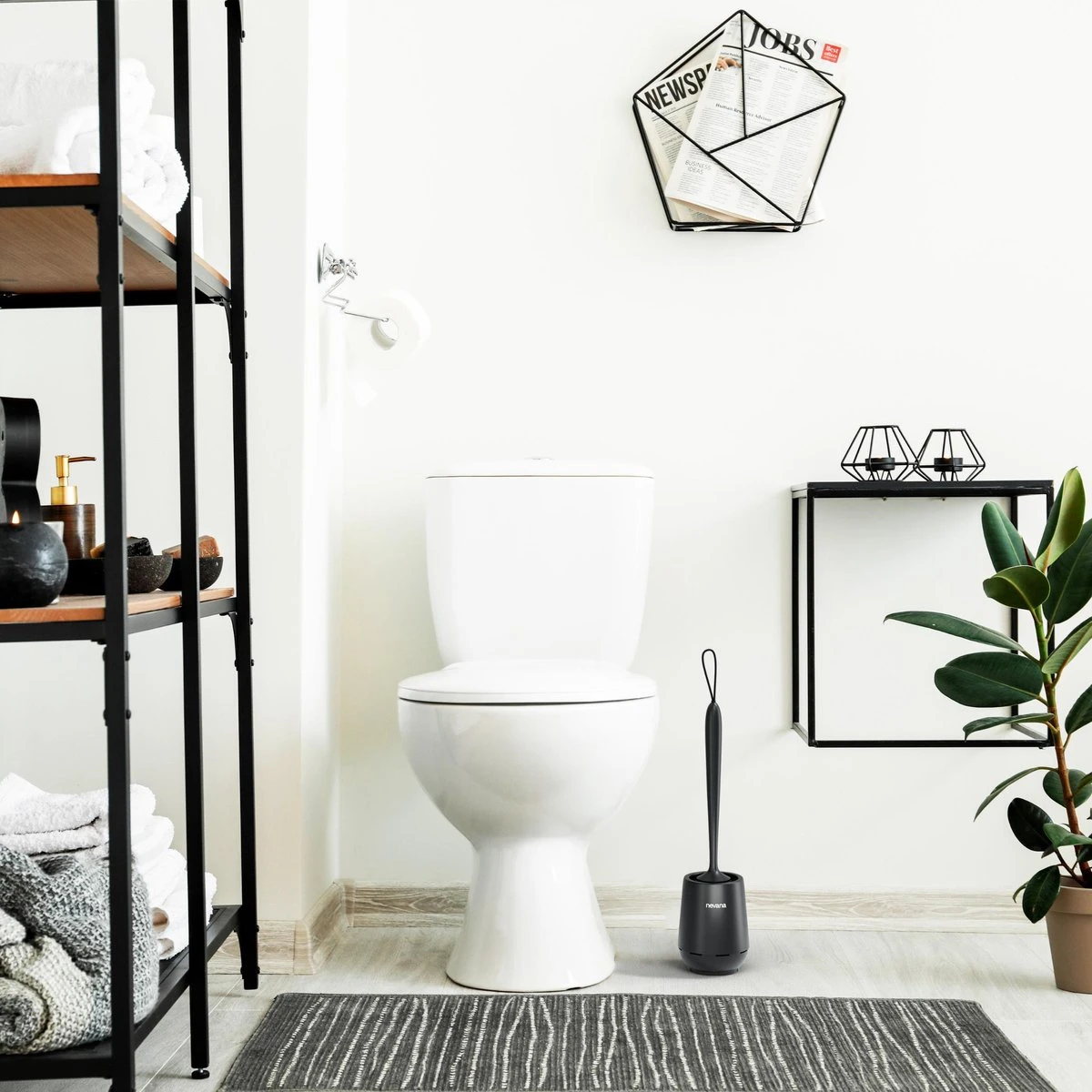 Toiletborstel Met Houder - WC Borstel - Vrijstaand - Siliconen - Zwart - Afbeelding 7