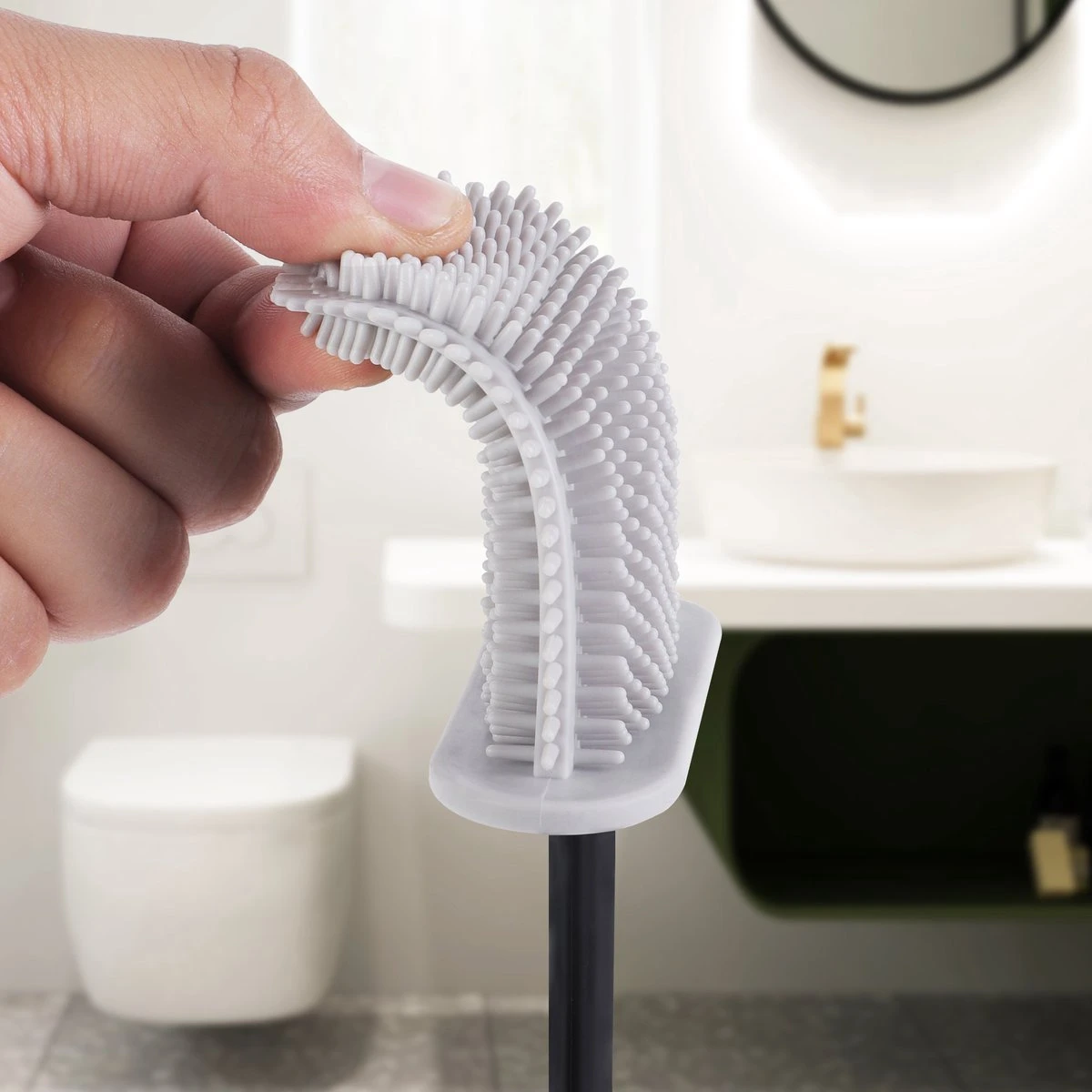 WC Borstel – Siliconen – Zwart – WC Borstel Met Houder – Vrijstaand – Hangend – WC Borstel En Houder – WC Borstel Zwart - Afbeelding 7