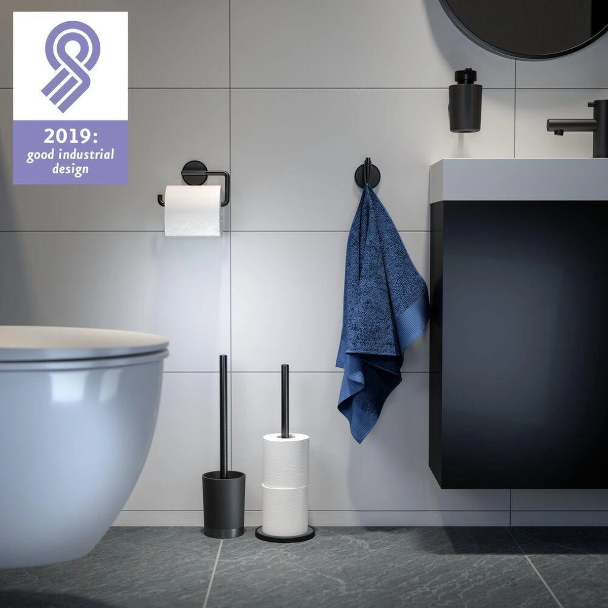 Tiger Tune - Toiletborstel Met Houder Vrijstaand - Zwart Metaal Geborsteld / Zwart - Afbeelding 5