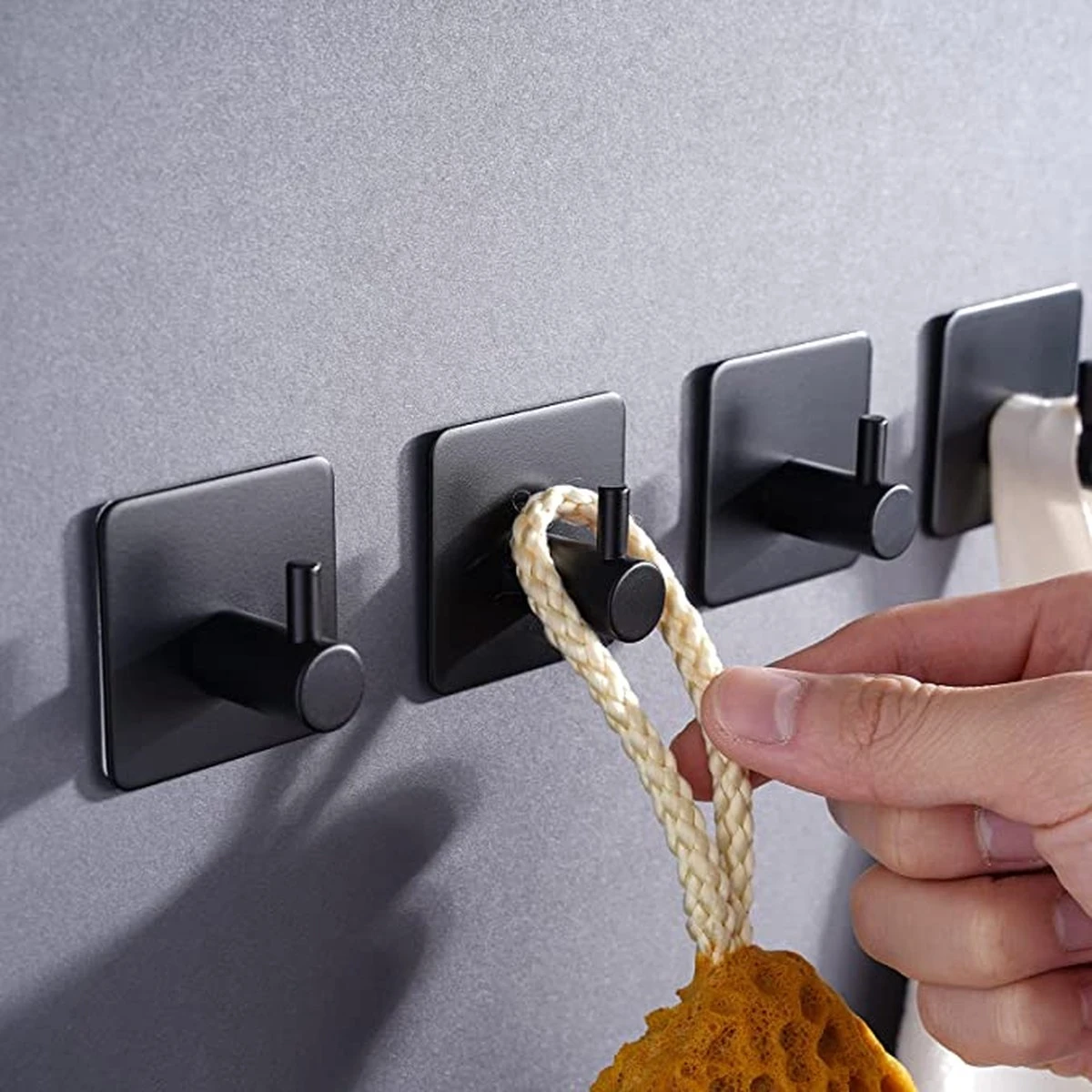 Vannons - Handdoekhaakjes - Zelfklevende Haakjes - Set Van 6 Haakjes - RVS - Zwart - Afbeelding 5