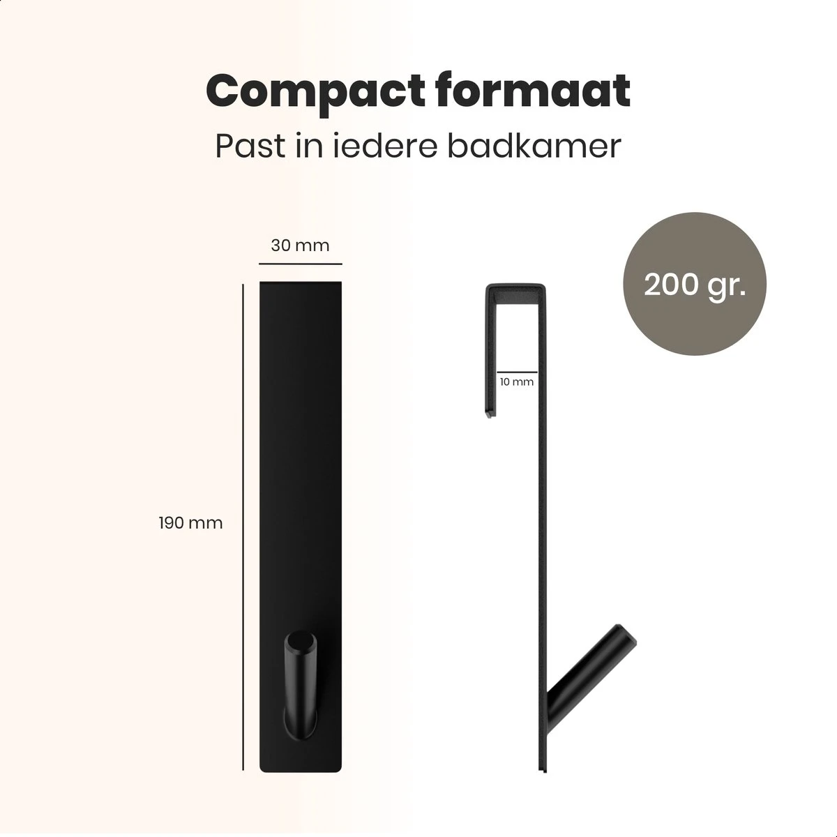 NovaQ Handoekhaakjes - Handoekhouder- Zwart - Douchewand Haak - Set Van 2 Stuks - Afbeelding 5