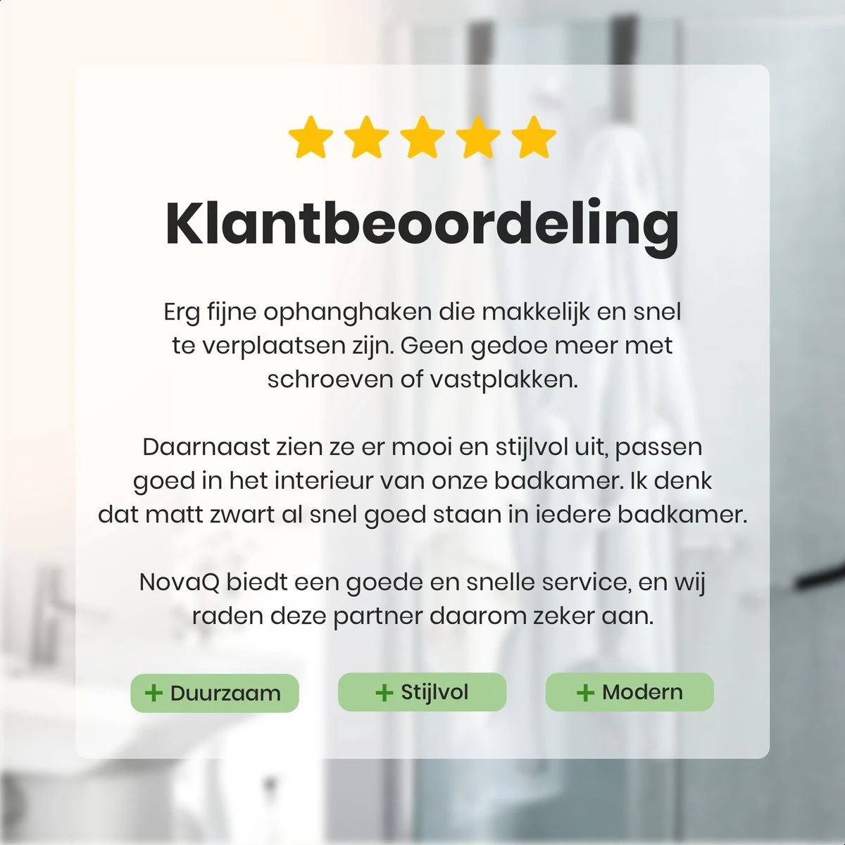 NovaQ Handoekhaakjes - Handoekhouder- Zwart - Douchewand Haak - Set Van 2 Stuks - Afbeelding 6