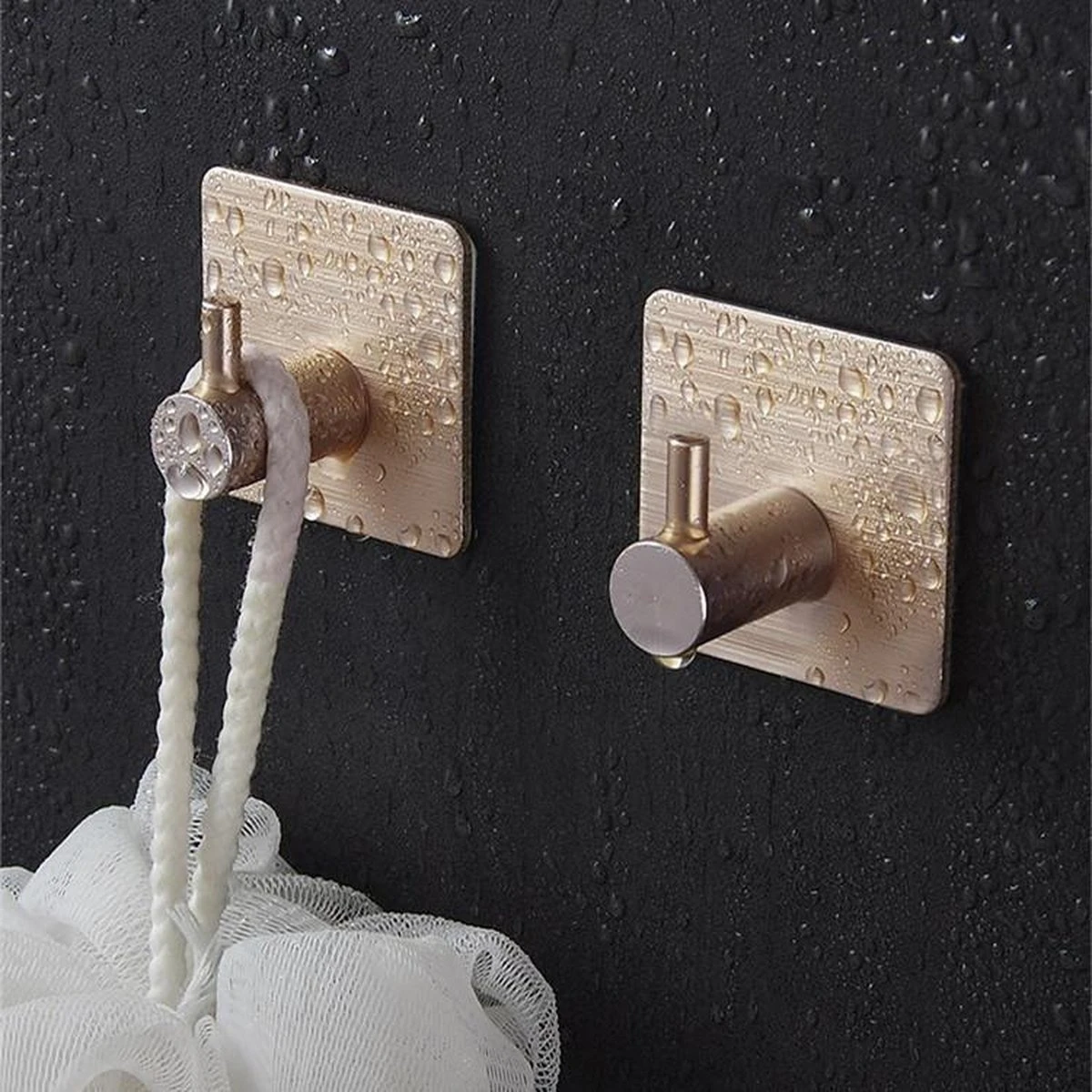 Merkloos Handdoekhaakjes 4 Set Zonder Boren - RVS - Goud - Vierkant Zelfklevend - Badjas - Theedoek Hanger Keuken Badkamer Handdoek Haakjes - Afbeelding 4