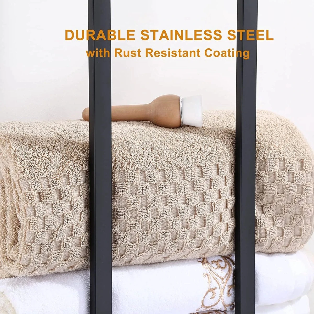 Handdoekrek - 40 Cm - RVS - Handdoekhouder BaderiQ Paris Small - MODEL 2023 - Badkamer Of Toiletruimte - Schroeven Of Plakken - Handdoekenhouders - Handdoekhaak - Rvs Mat Zwart Poedercoating - Small H40xB20xD14 - Ook Beschikbaar In 70 Cm - Afbeelding 8